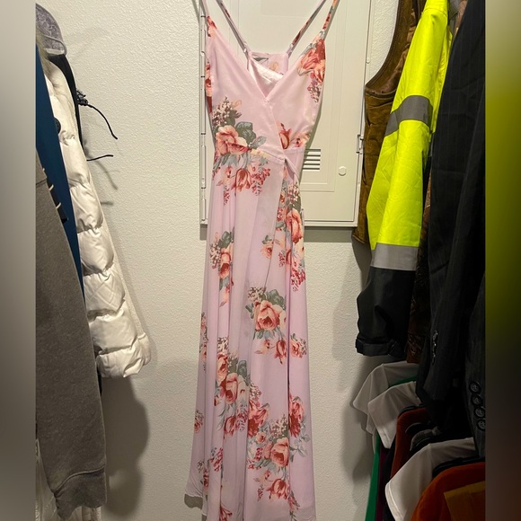 Lulu’s Pink Floral Print Sleeveless Wrap Maxi Dress - Picture 2 of 3